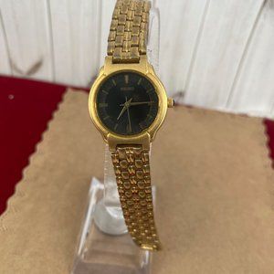 Vintage Seiko Watch Heavy 18K Gold Plated Link Bracelet and Stainles